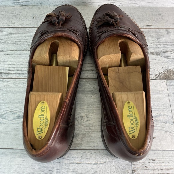 Vintage Santoni Loafers Mens 7.5 D Burgandy Tassel Lizard Dress Shoes Classic main image 15